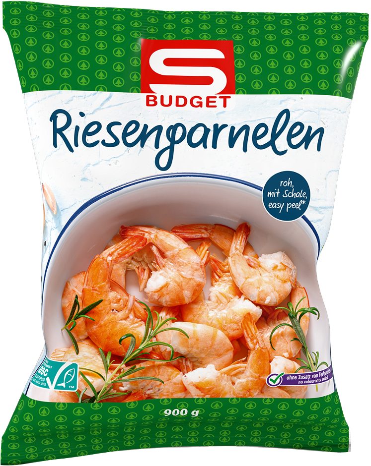 S-BUDGET ASC Riesengarnelen roh, mit Schale 900 G