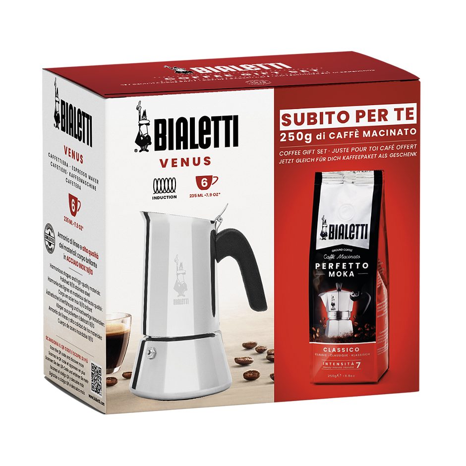 Bialetti Venus Set 6 Tassen inkl. Moka Classico 250g