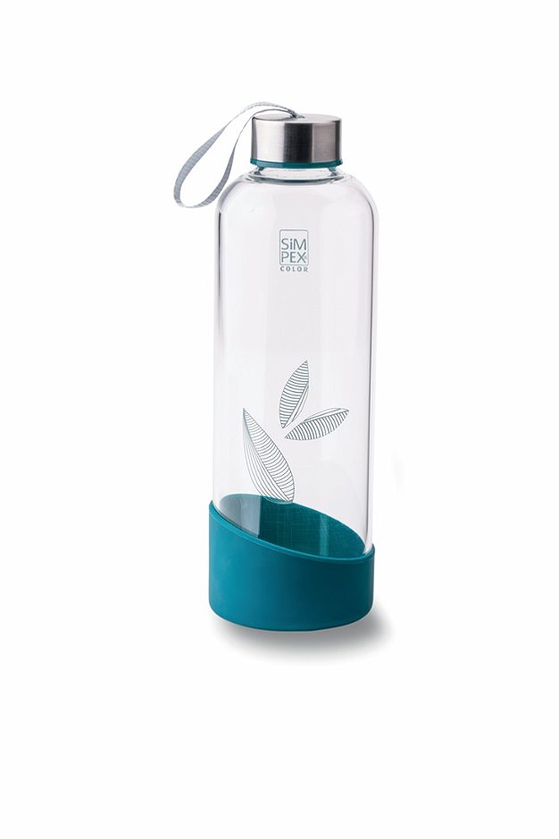 SIMPEX COLOR Trinkflasche aus Glas 750ml / Petrol