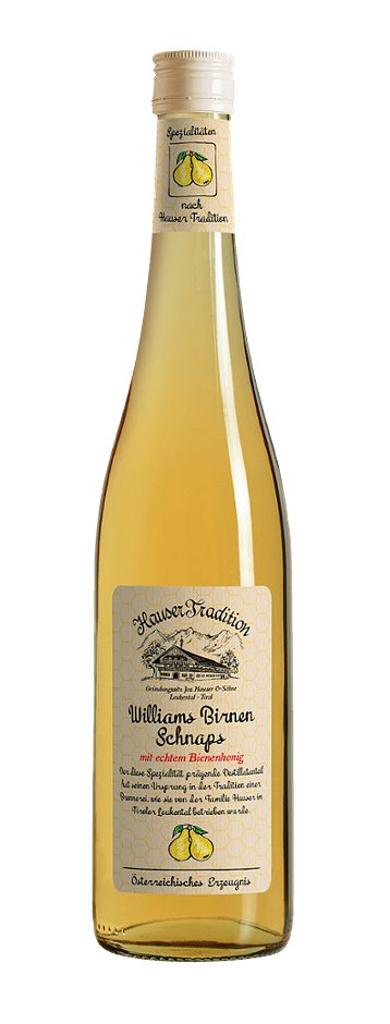 Hauser Tradition Williams Birnen Schnaps mit echtem Bienenhonig 0,7 L