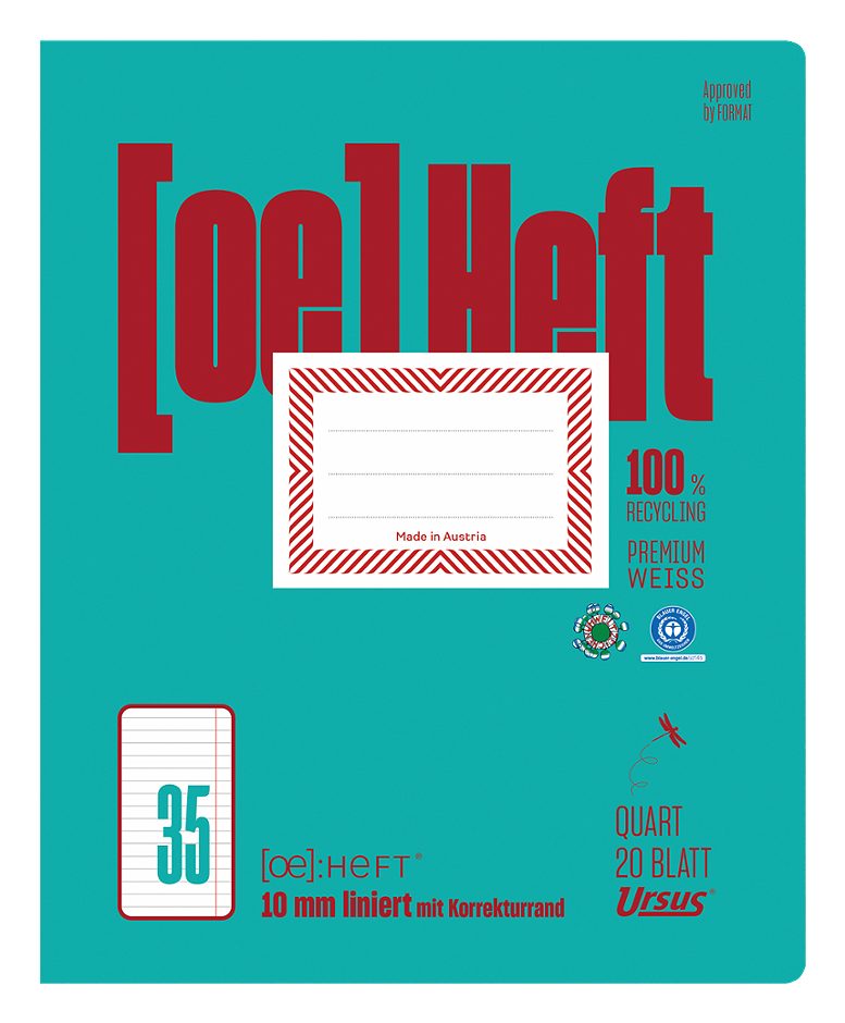Ursus OE Heft OE.35 Quart, liniert mit Korrekturrand, 20 Blatt