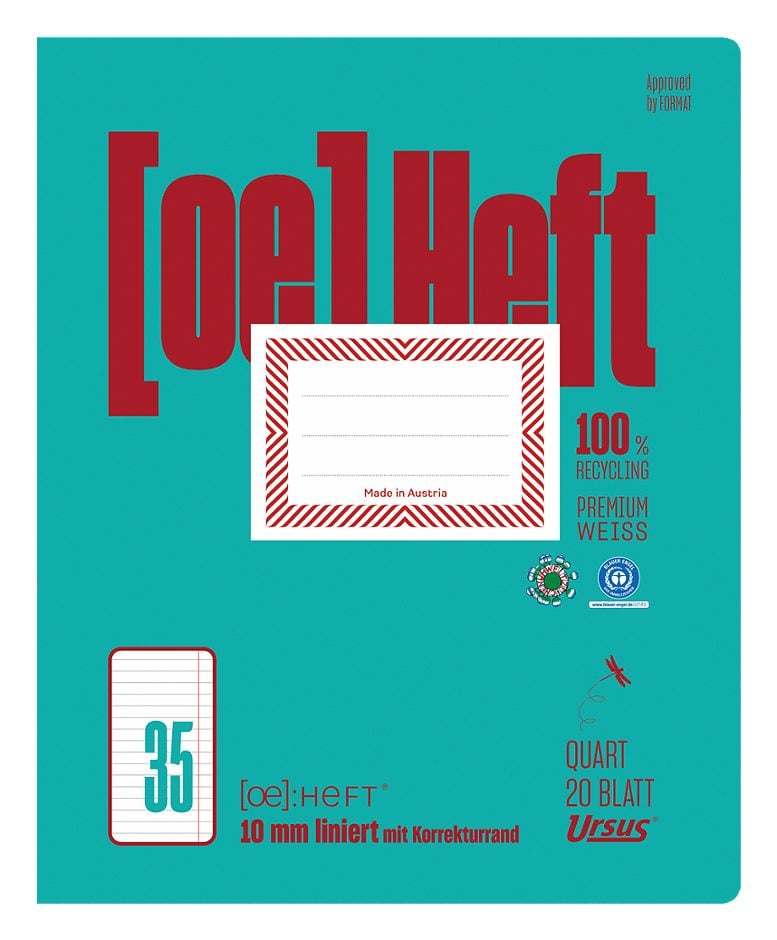 Ursus OE Heft OE.35 Quart, liniert mit Korrekturrand, 20 Blatt