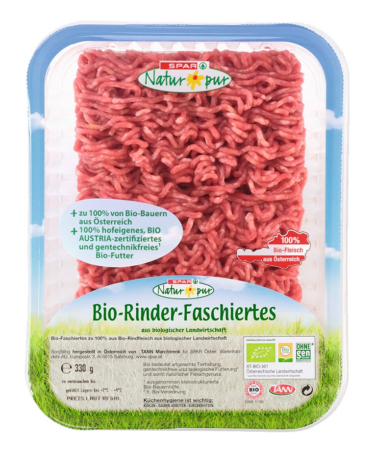 SPAR Natur*pur Bio-Rinder-Faschiertes per Packung 330 G