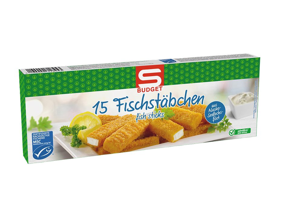 S-BUDGET MSC Fischstäbchen aus Alaska-Seelachsfilet 15 Stück 450 G