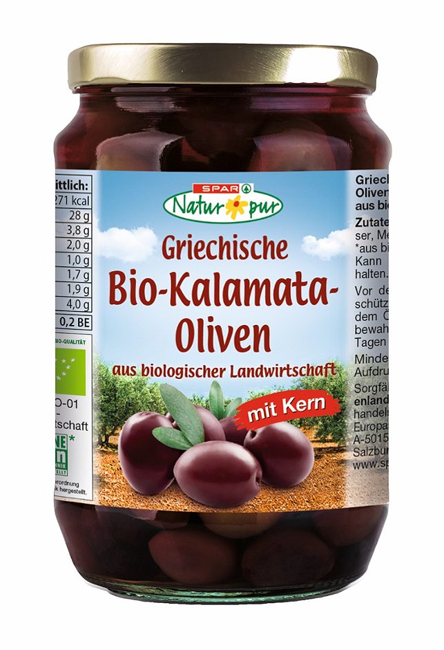 SPAR Natur*pur Griechische Bio-Kalamata Oliven 350 G