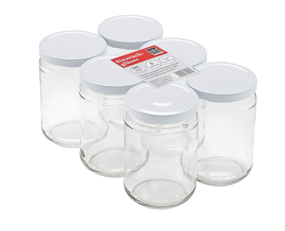 SIMPEX BASIC Marmeladenglas 390 ml weiß 6er Packung