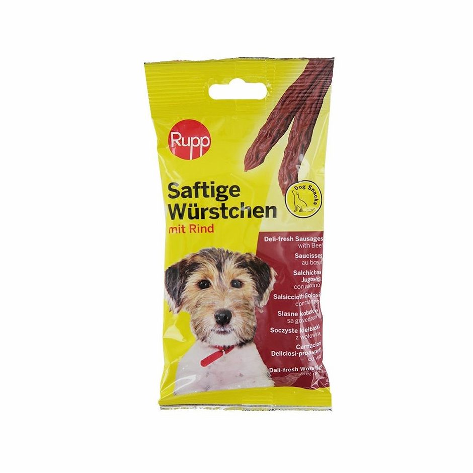 Rupp Hundesnack Saftige Würstchen Rind 4 Stück 70 G