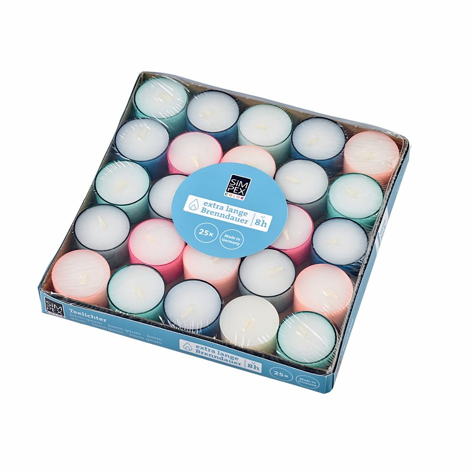 SIMPEX COLOR Lichter Pastell 25 Stück 8h Brenndauer
