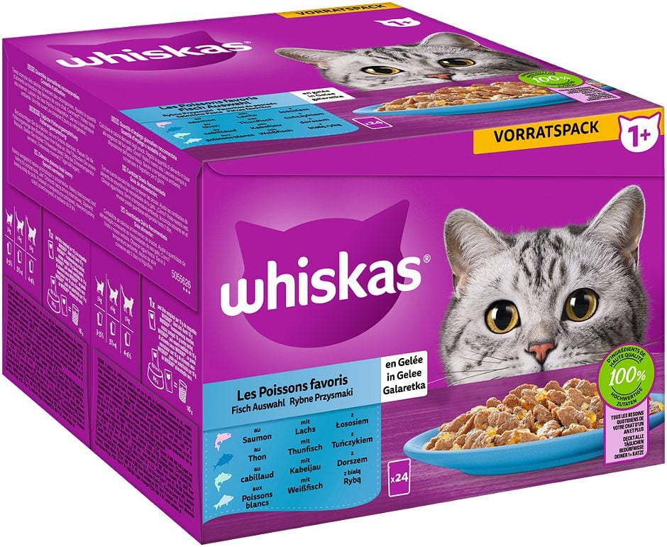 Whiskas Katzennahrung Fisch Auswahl 1+ 24x85g 2,04 KG