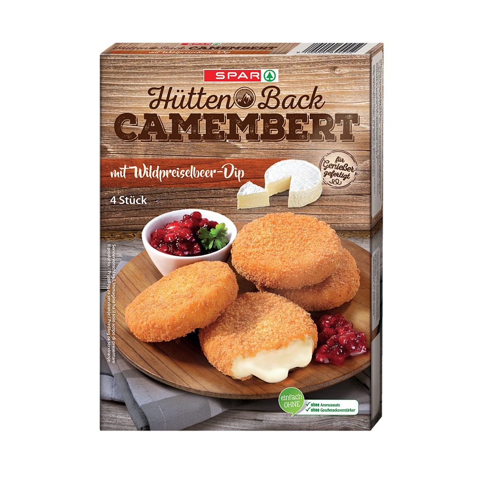 SPAR Hütten Back-Camembert mit Wildpreiselbeer-Dip 4 Stück 350 G