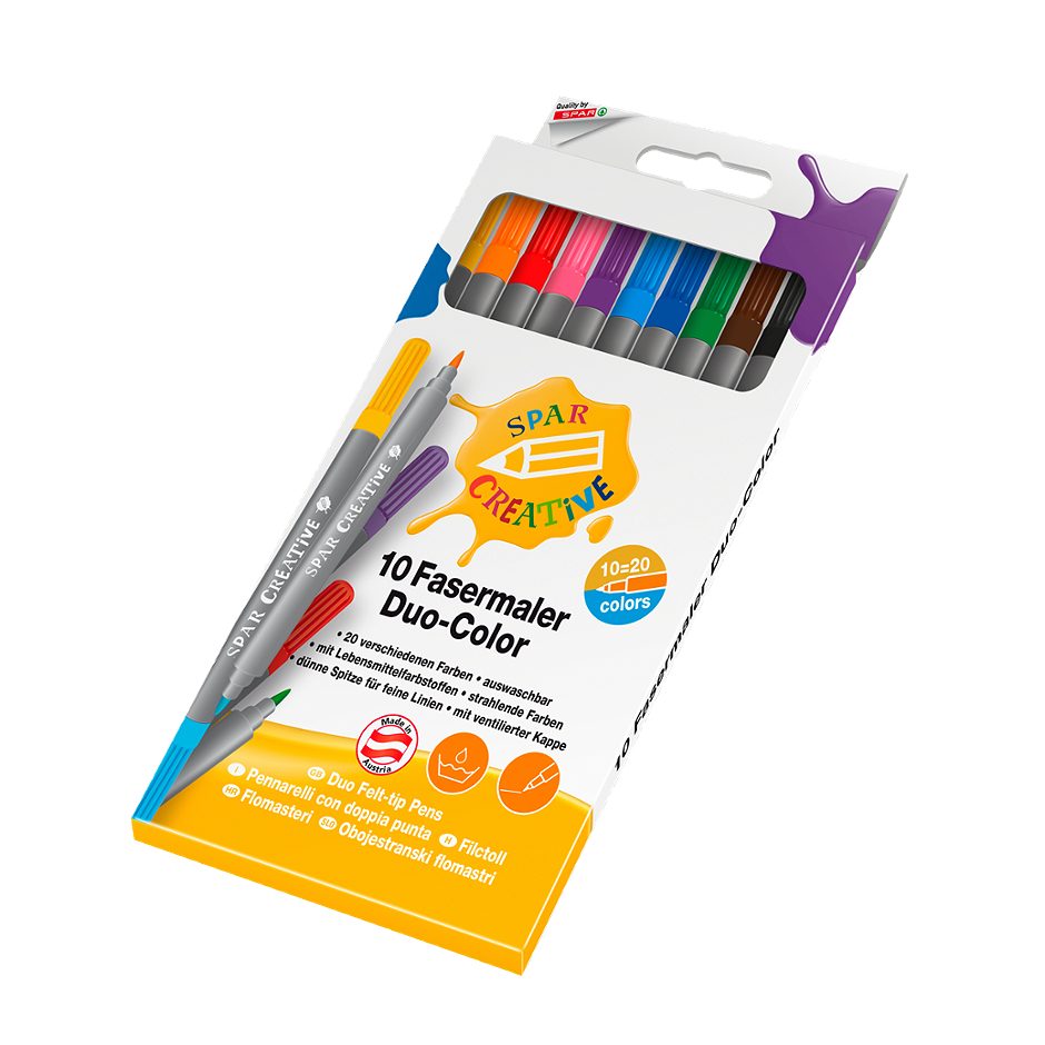 SPAR CREATIVE Duo Fasermaler 10 Stifte = 20 Farben