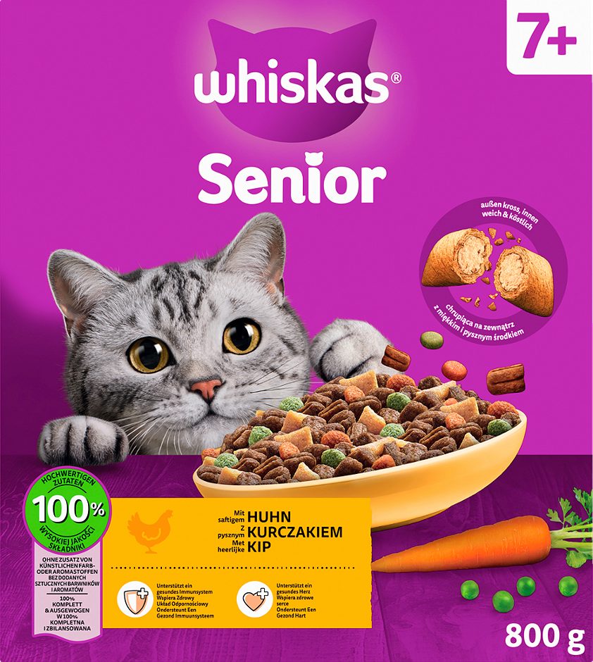 Whiskas Katzentrockennahrung mit Huhn 7+ 800 G