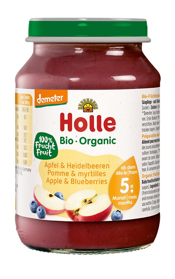 Holle Bio-Gläschen Apfel & Heidelbeeren 190 G