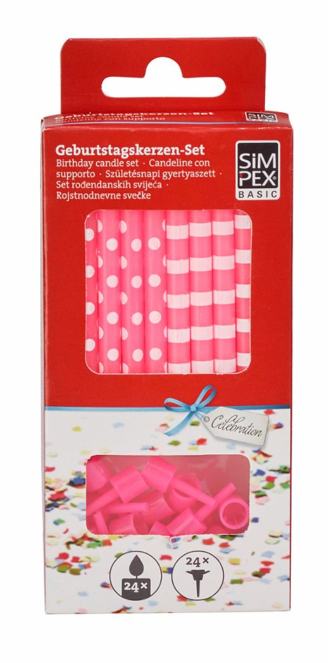 SIMPEX BASIC Celebration Geburtstagskerzen rosa 24 Stück