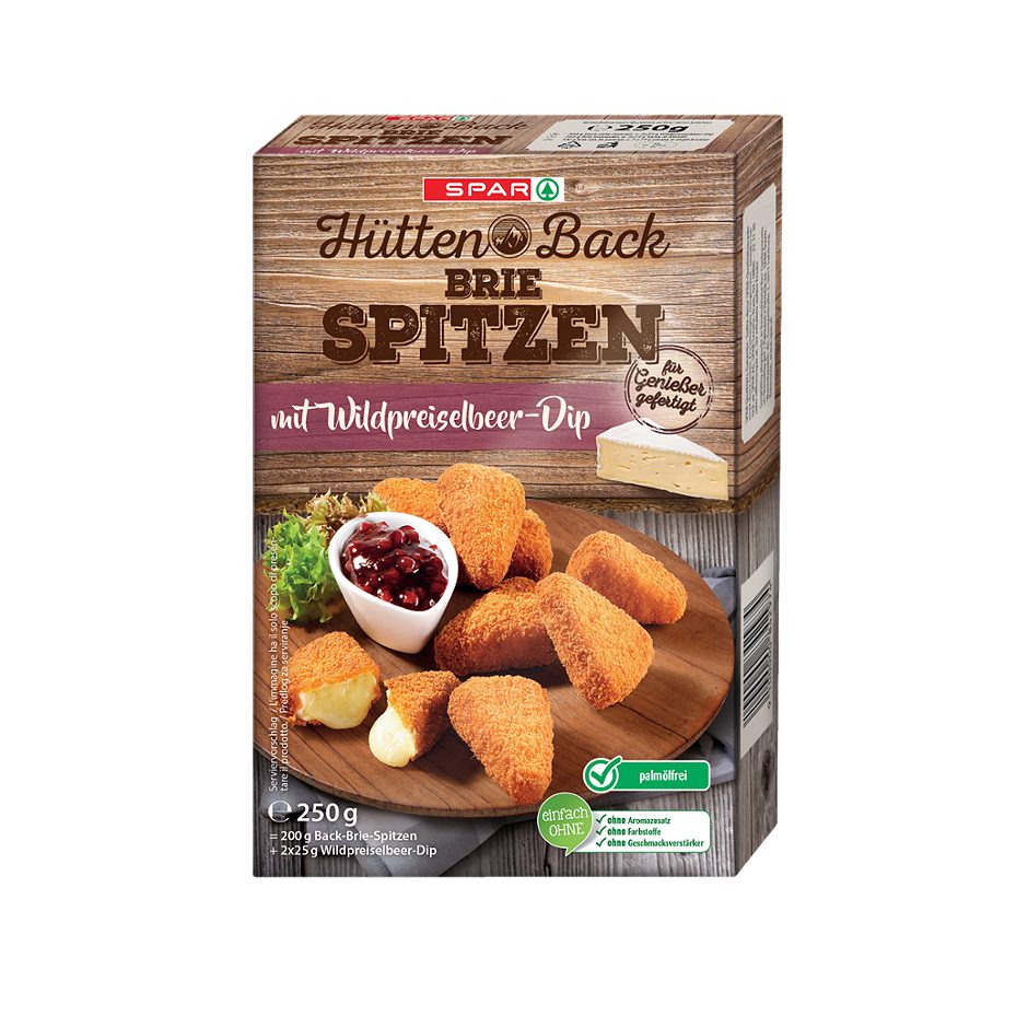 SPAR Hütten Back-Brie-Spitzen mit Wildpreiselbeer-Dip 250 G