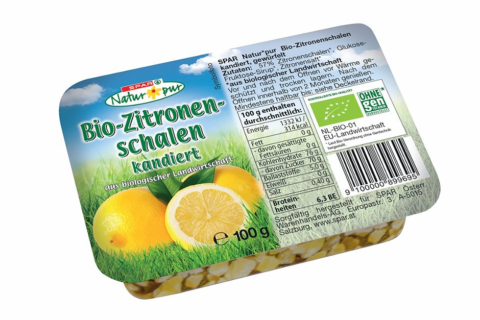 SPAR Natur*pur Bio-Zitronenschalen kandiert 100 G