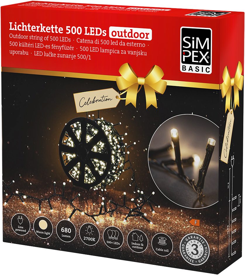 SIMPEX BASIC Celebration LED-Lichterkette mit Aufbewahrungsrolle