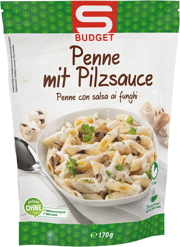 S-BUDGET Penne mit Pilzsauce