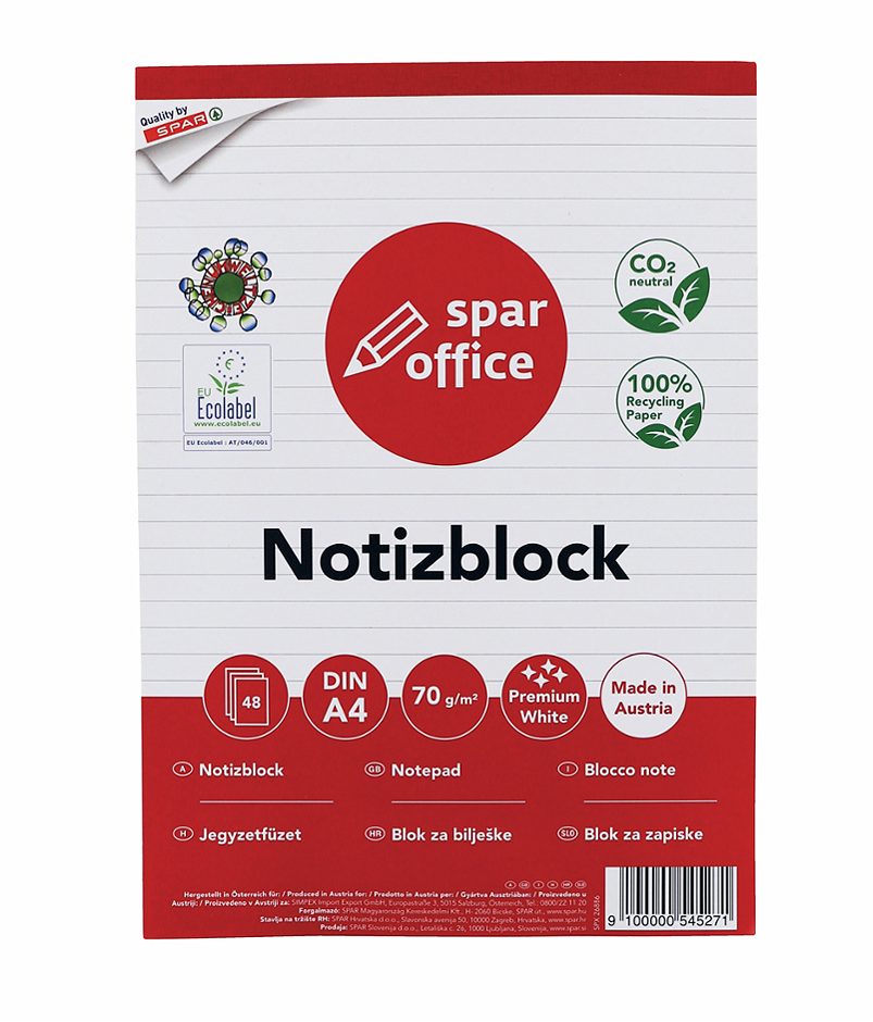 SPAR office Notizblock A4 liniert 48 Blatt A4 liniert 48 Blatt