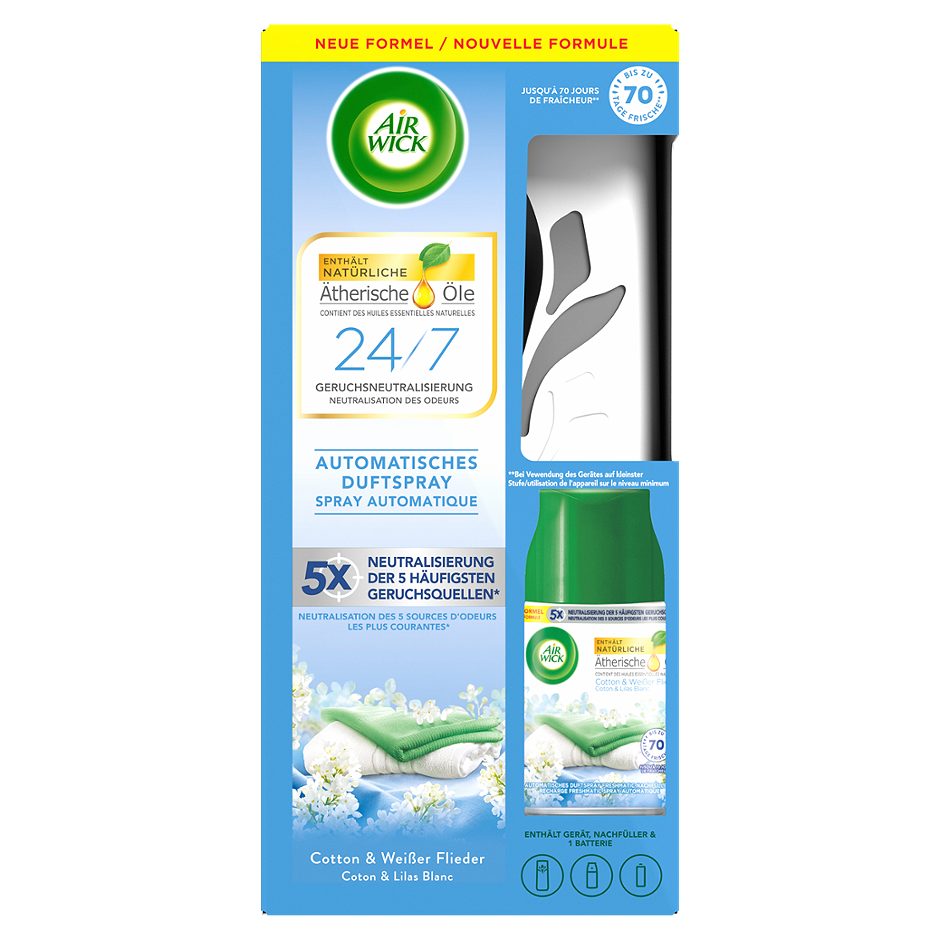 Air Wick Freshmatic Max Automatisches Duftspray Cotton & weißer Flieder