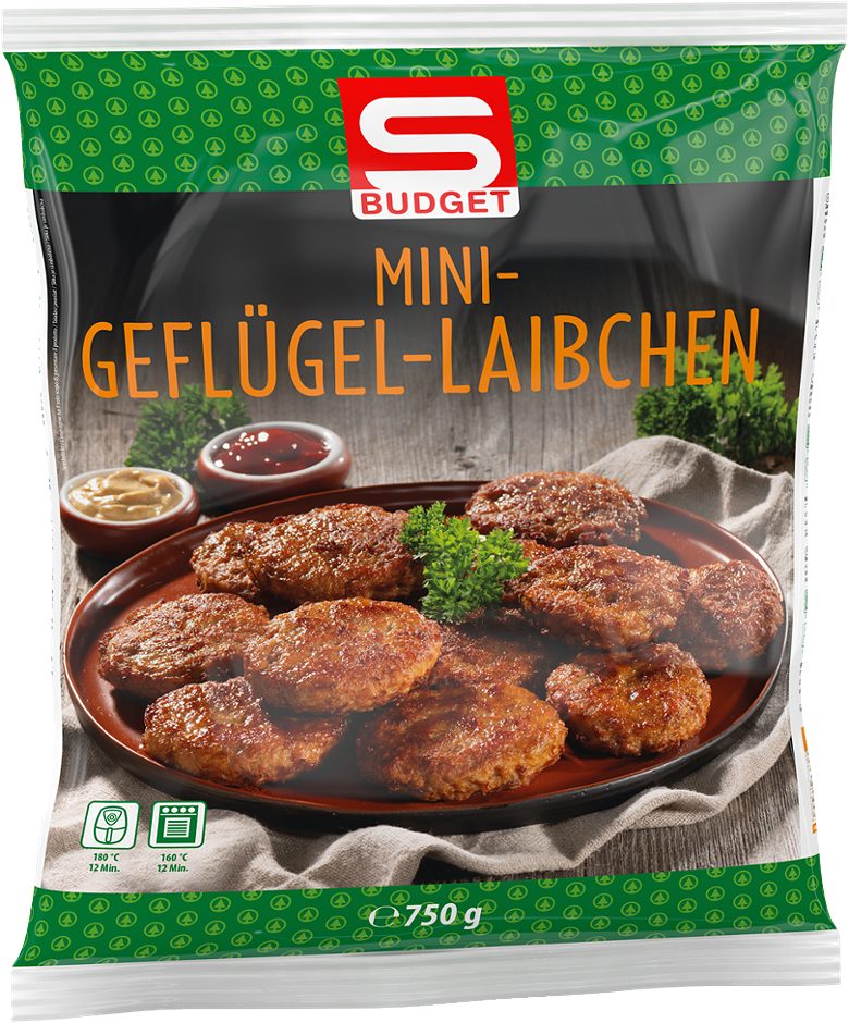S-BUDGET Mini-Fleisch-Laibchen aus Geflügel, tiefgekühlt 750 G