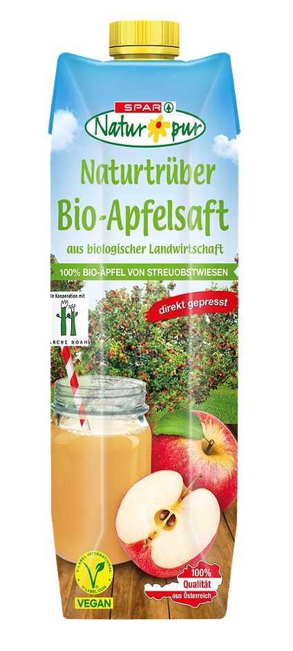 SPAR Natur*pur Bio-Apfelsaft direkt gepresst 1 L EINWEG ohne Pfand