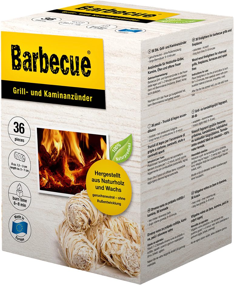 Barbecue Anzünder Holzwolle 36 Stück
