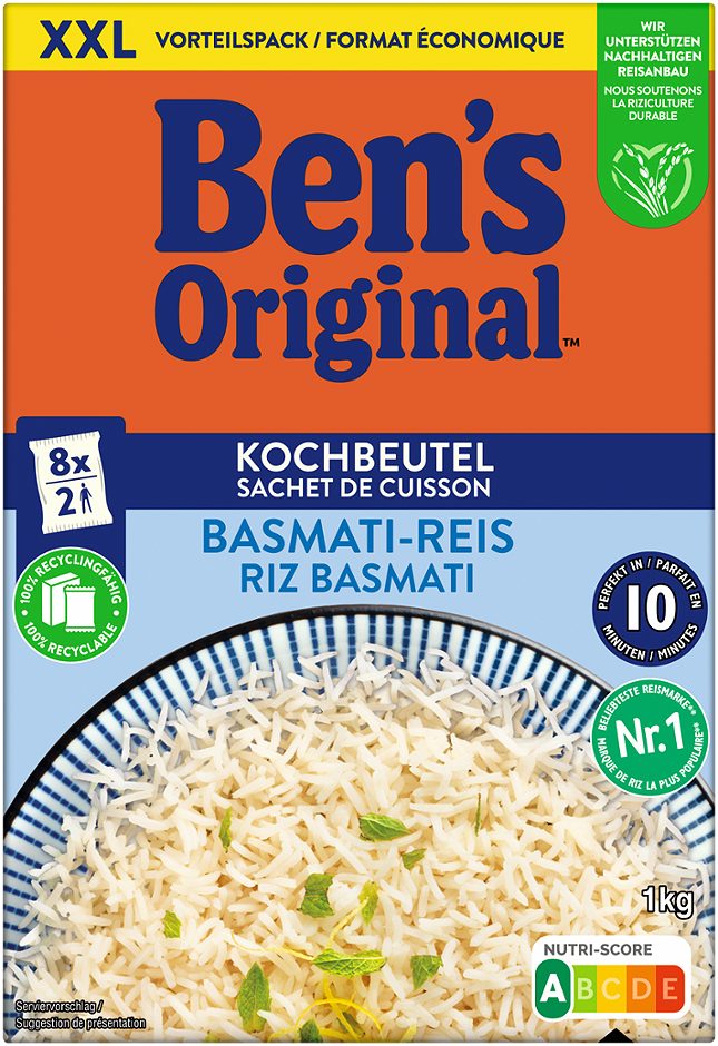 BEN’s ORIGINAL Basmati-Reis Kochbeutel 8x125g 1 KG