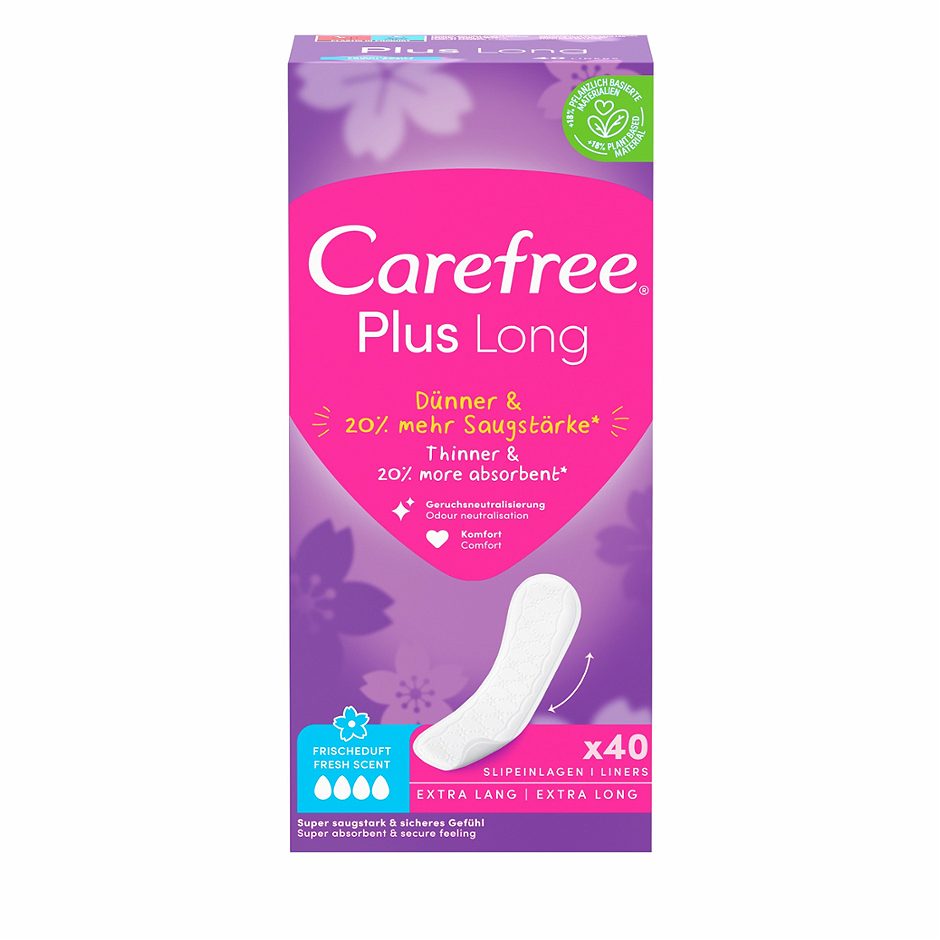 Carefree Plus Long Slipeinlagen Extra Lang / Frischeduft 40 Stück