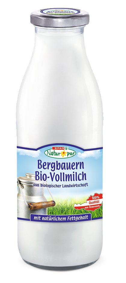 SPAR Natur*pur Bergbauern Bio-Vollmilch länger frisch 1 L MEHRWEG