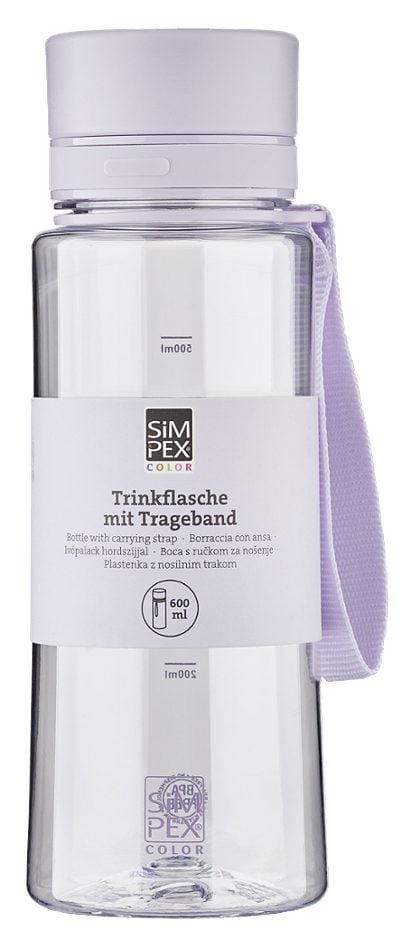 SIMPEX COLOR Trinkflasche mit Trageband 600ml Lila