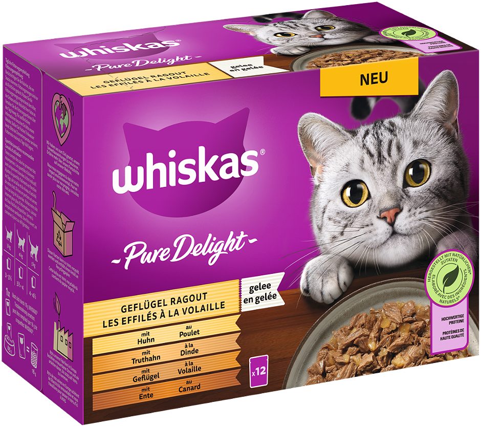 Whiskas Katzennahrung Ragout Geflügel Auswahl 12x85g 1,02 KG