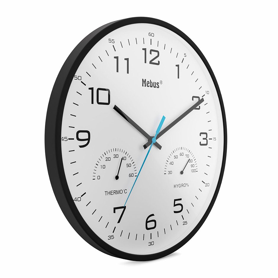 Mebus Quarz Wanduhr Thermo "16180
