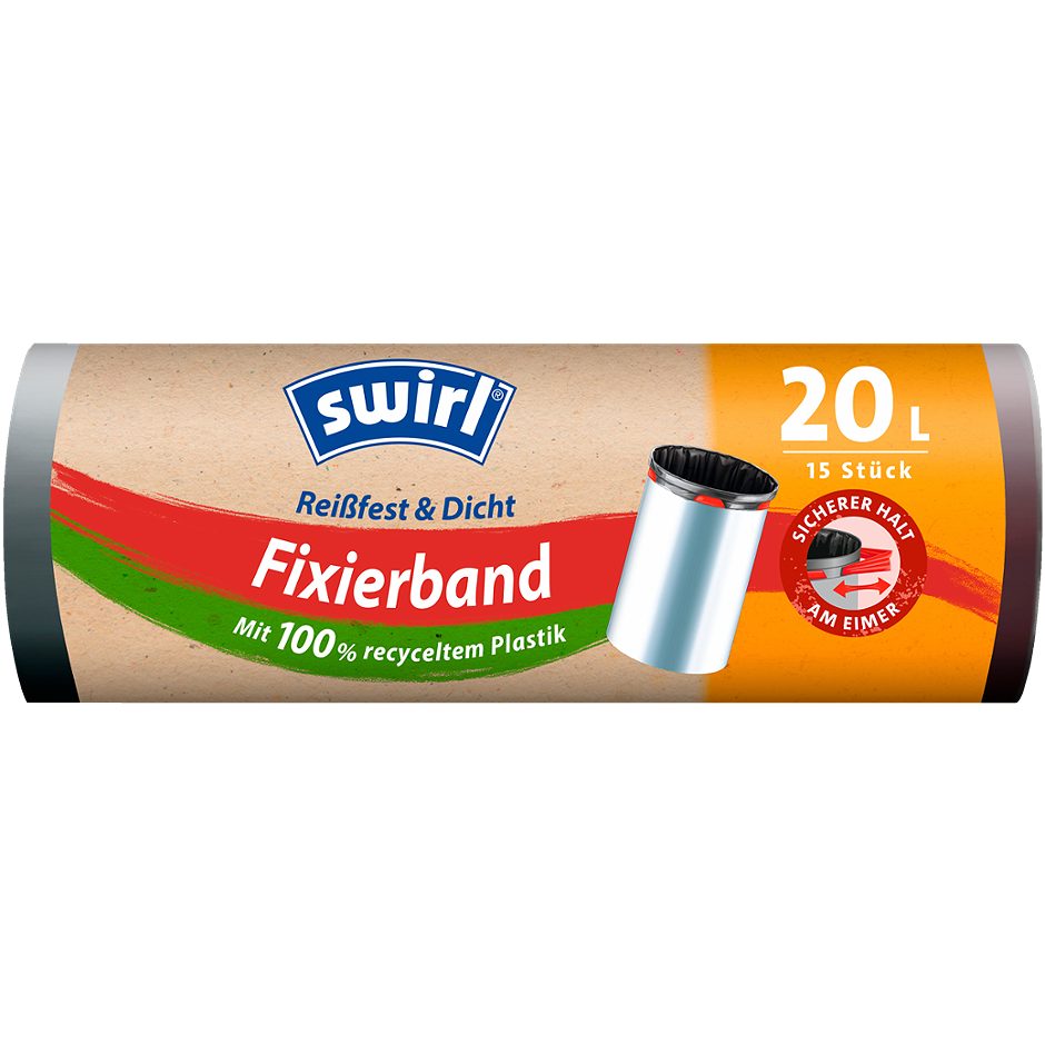 Swirl Müllbeutel mit Fixierband 20 Liter