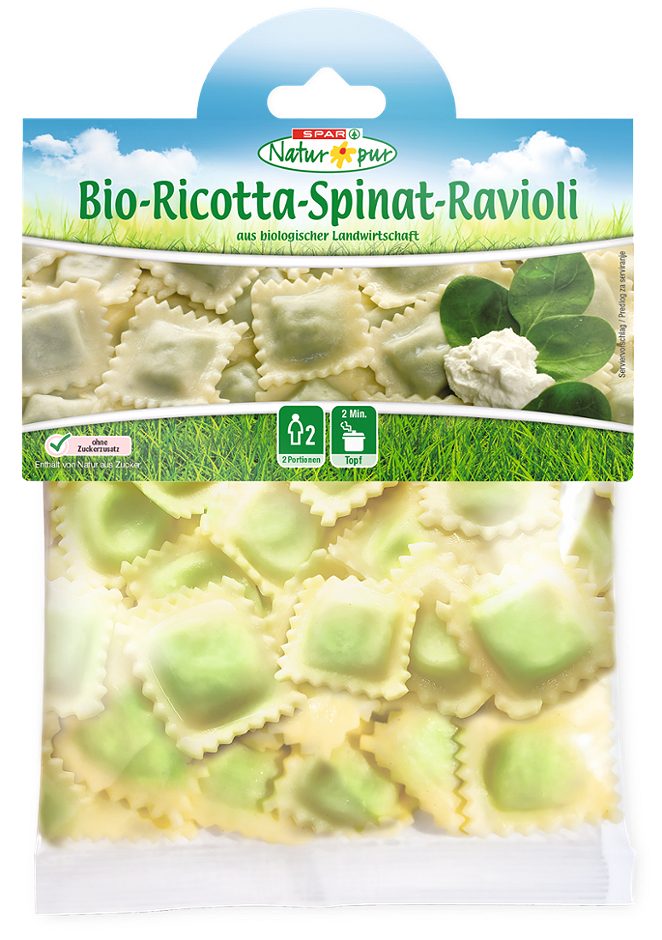 SPAR Natur*pur Bio-Ricotta-Spinat-Ravioli 2 Portionen 250 G