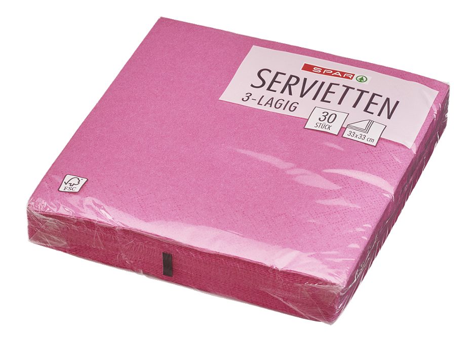 SPAR Servietten 33x33cm Pink 30 Stück