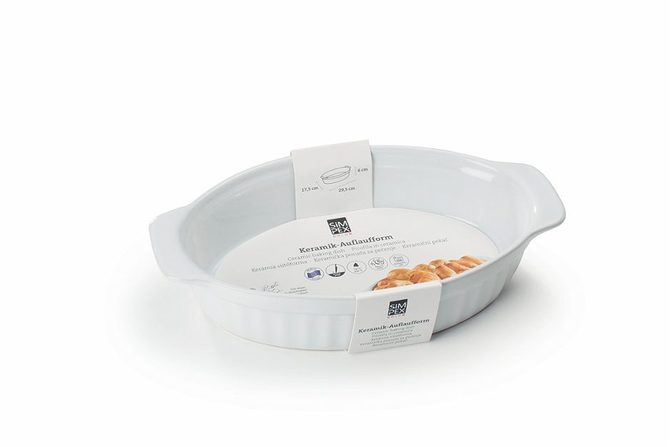 SIMPEX COLOR Auflaufform M Oval Keramik weiss 29,5 x 17,5 x 6 cm