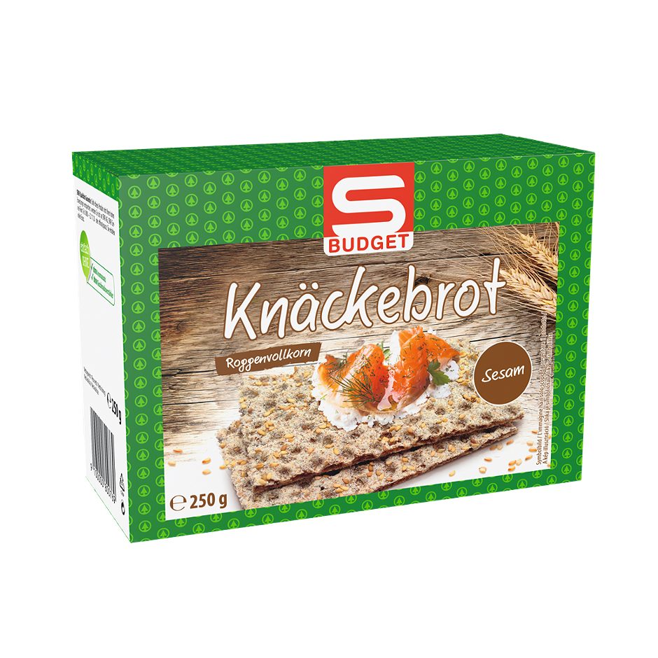 S-BUDGET Knäckebrot Roggenvollkorn Sesam 250 G