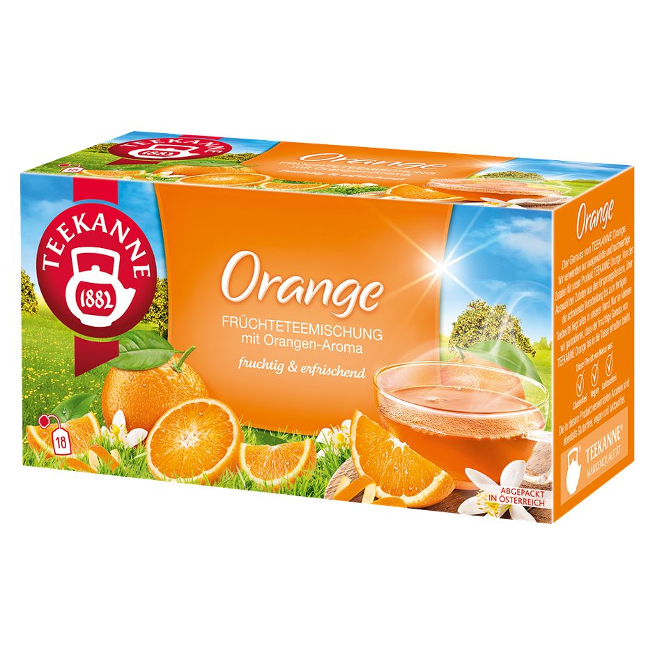 Teekanne Früchtetee Orange 18 Teebeutel