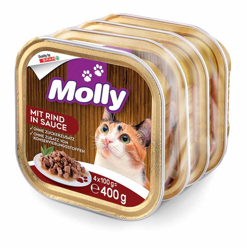 Molly Katzennahrung mit Rind in Sauce 4 x 100g 400 G