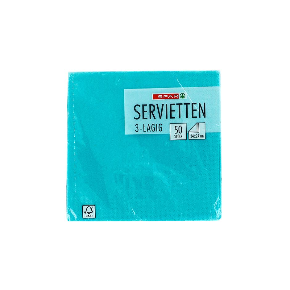 SPAR Servietten 24x24 hellblau 50 Stück