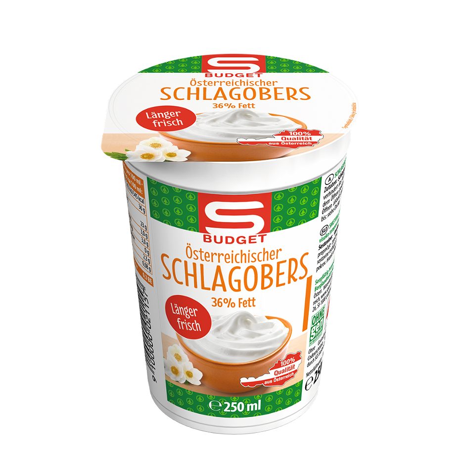 S-BUDGET Österreichischer Schlagobers 36% Fett 250 ML EINWEG ohne Pfand