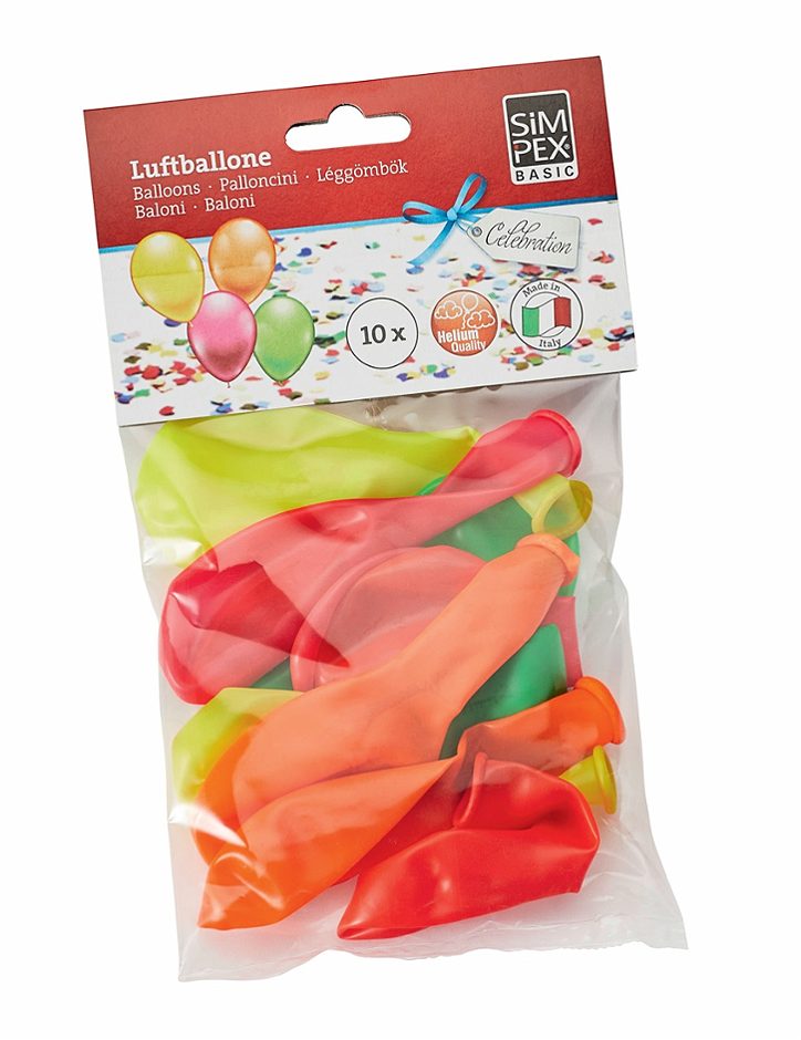 SIMPEX BASIC Celebration Luftballone Neon 10 Stück