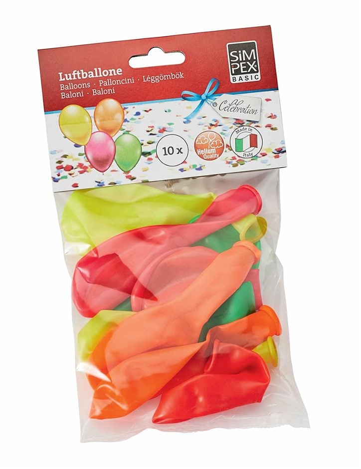 SIMPEX BASIC Celebration Luftballone Neon 10 Stück