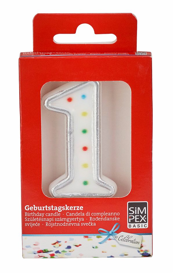 SIMPEX BASIC Celebration Zahlenkerze 1 mit Halter