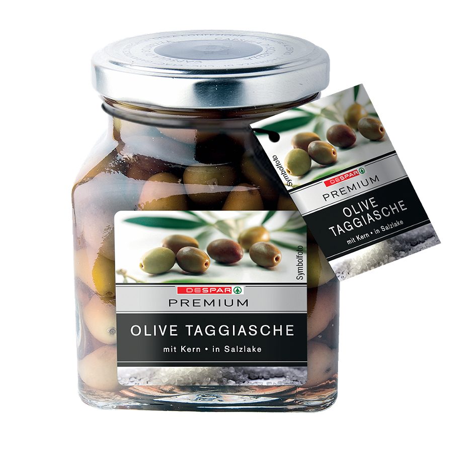DESPAR PREMIUM Olive Taggiasche Liguri IGP mit Kern / in Salzlake 280 G