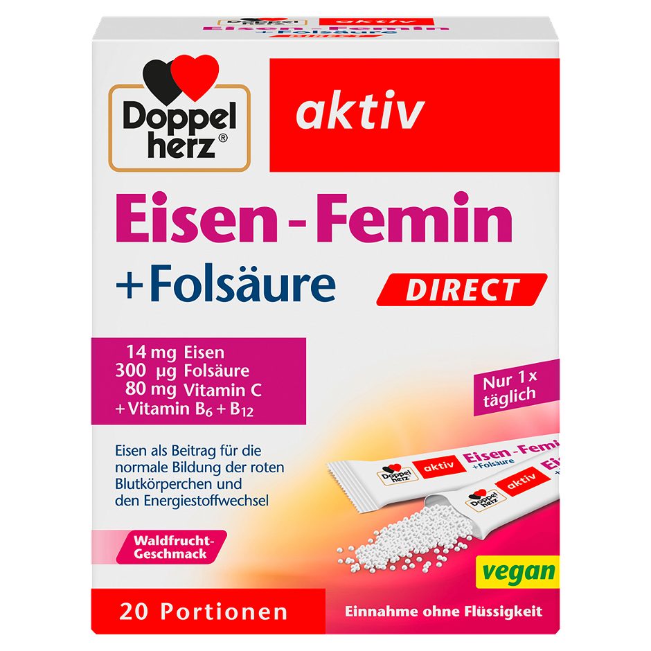 Doppelherz aktiv Eisen-Femin + Folsäure Direct 20 Beutel 44 G