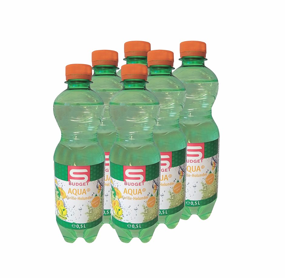 S-BUDGET Aqua+ Marille-Holunder 6x0,5l 3 L EINWEG mit Pfand