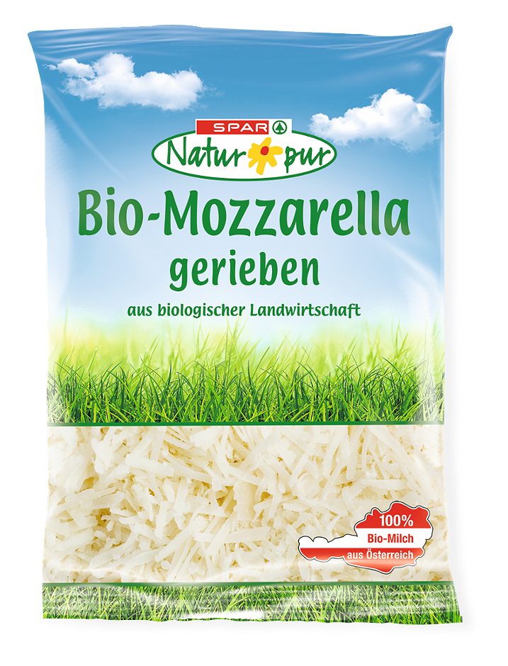 SPAR Natur*pur Bio-Mozzarella gerieben 150 G