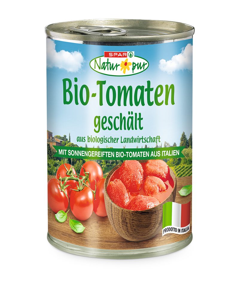 SPAR Natur*pur Bio-Tomaten geschält 400 G